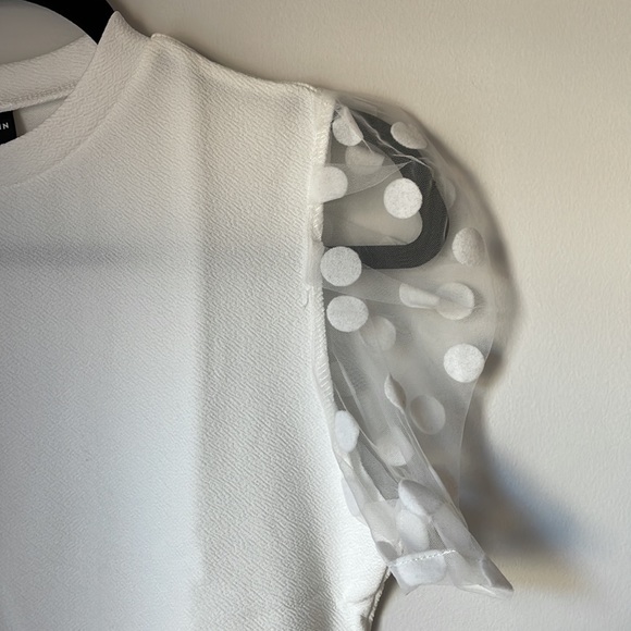 White dress shirt from Shein. Never been worn! Adorable sleeve detail - Picture 2 of 4